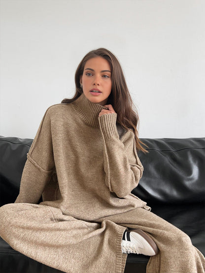 Soft Knit Turtleneck Loungewear Set for Ultimate Comfort and Style