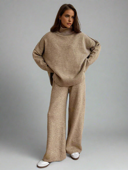 Soft Knit Turtleneck Loungewear Set for Ultimate Comfort and Style