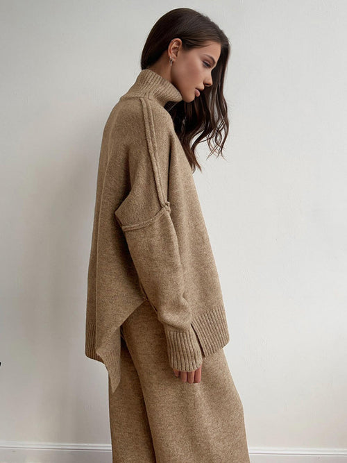 Soft Knit Turtleneck Loungewear Set for Ultimate Comfort and Style