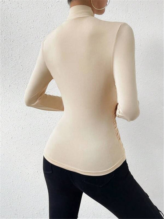 Draped Crossover Top in Stylish Long Sleeve Design for Effortless Elegance