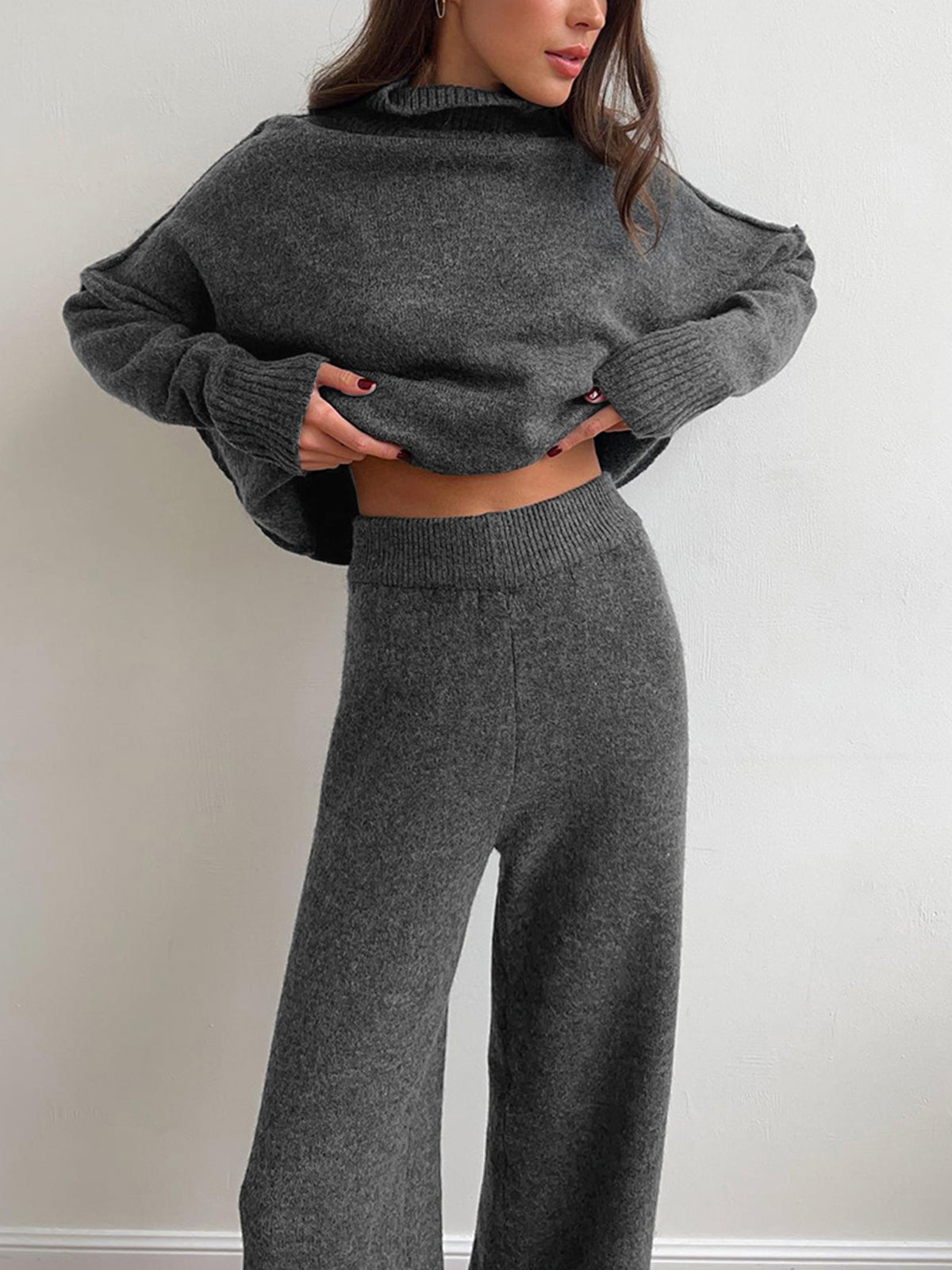 Soft Knit Turtleneck Loungewear Set for Ultimate Comfort and Style
