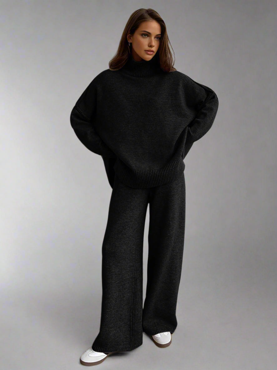 Soft Knit Turtleneck Loungewear Set for Ultimate Comfort and Style