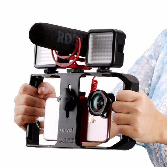 Smartphone Stabilizer with Cold Shoe Mounts – Professional Video Grip