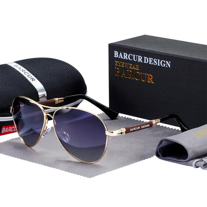 Pilot Sunglasses with Polarized Gradient Mirror Lenses in Titanium Alloy