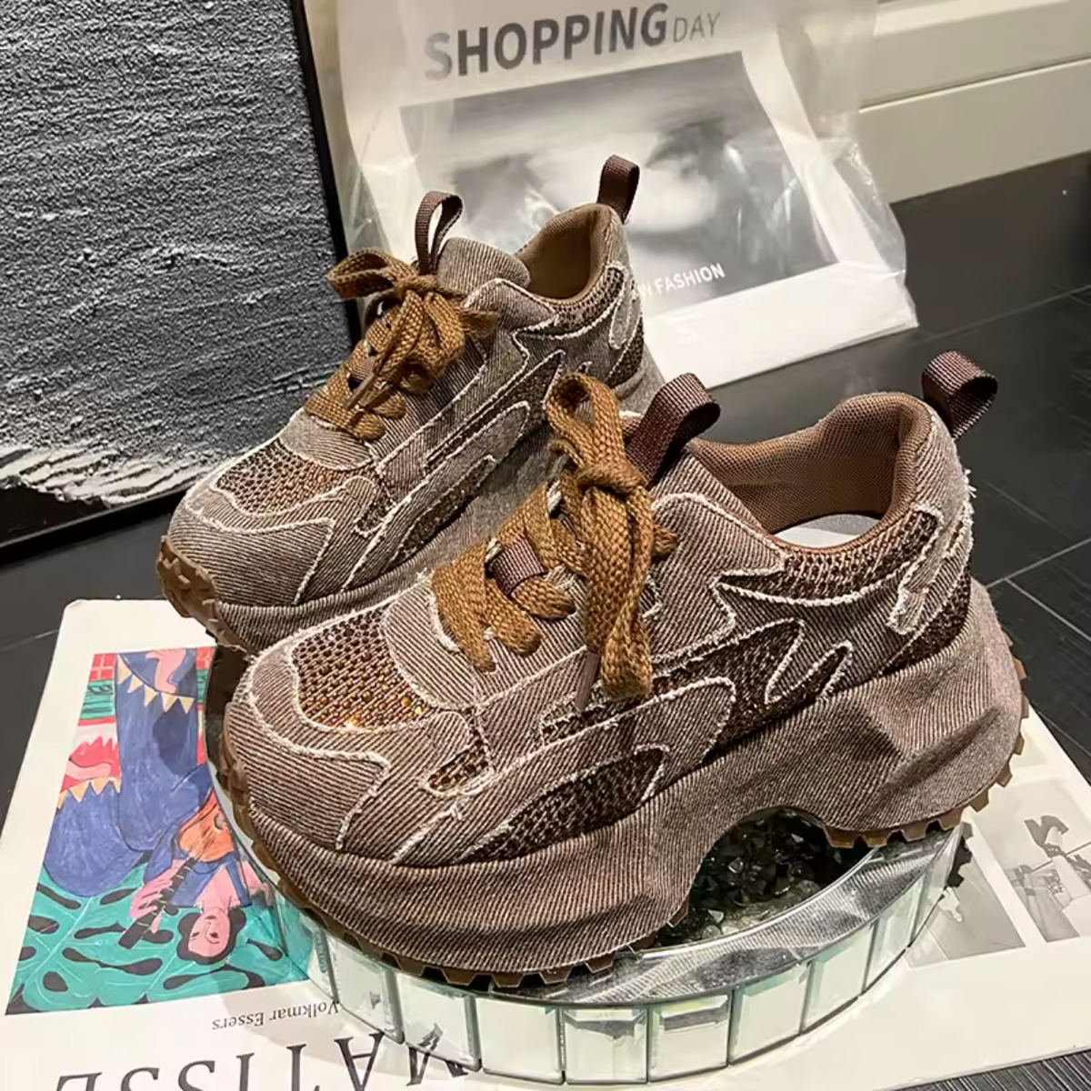 Glittery Chunky Sneakers for Women