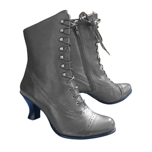 Chic Black Faux Leather Ankle Boots for Women