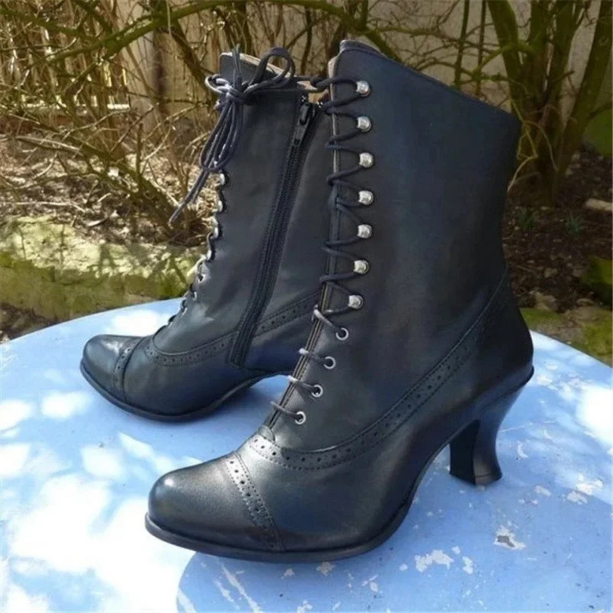 Chic Black Faux Leather Ankle Boots for Women