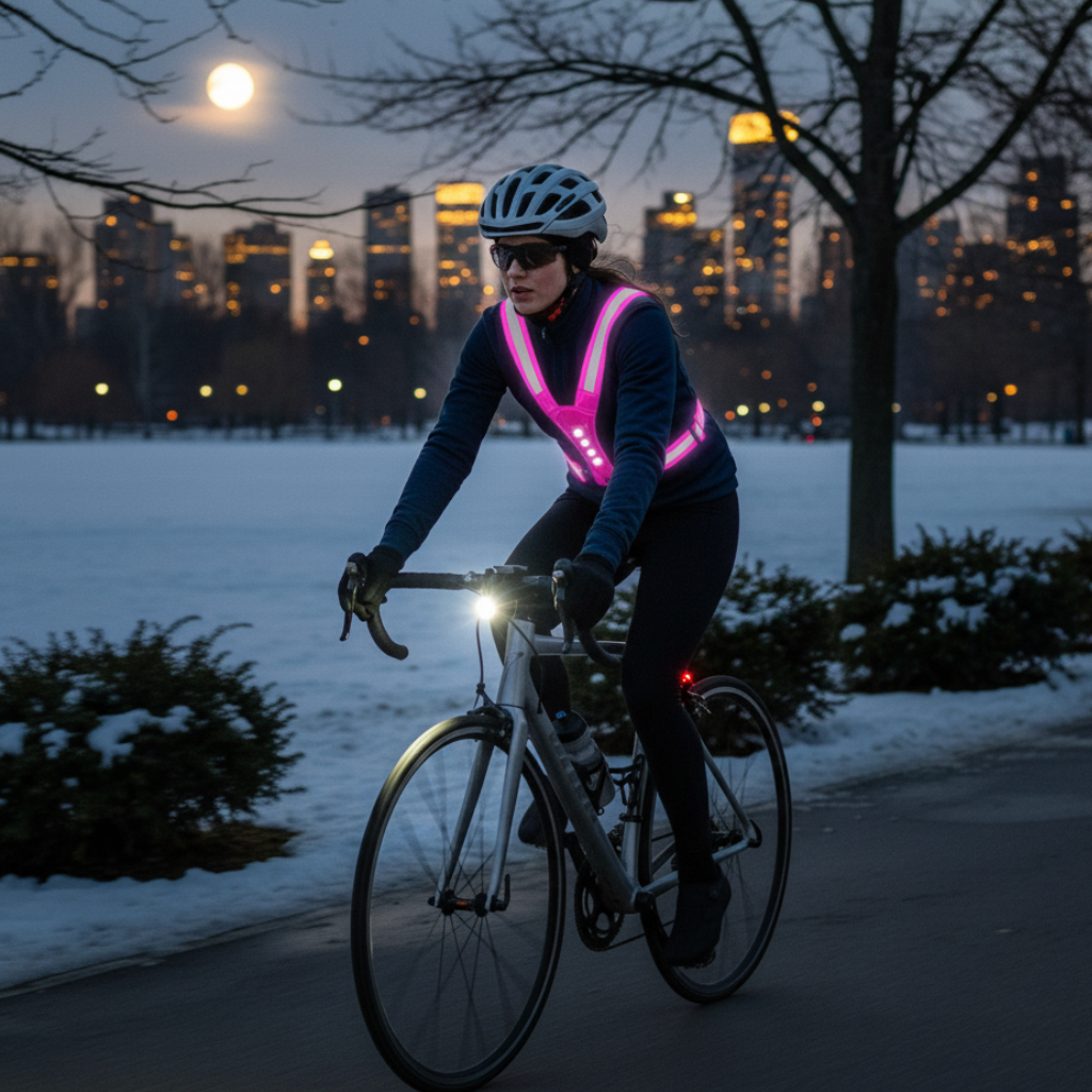 Adjustable LED Running Vest with 3 Light Settings, Reflective Strips, USB Charging for Safe Night Training