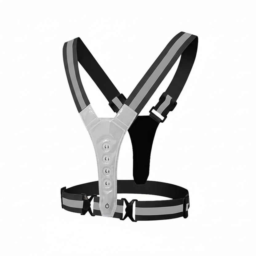 Adjustable LED Running Vest with 3 Light Settings, Reflective Strips, USB Charging for Safe Night Training