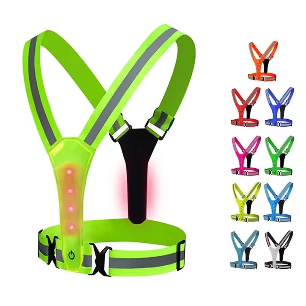 Adjustable LED Running Vest with 3 Light Settings, Reflective Strips, USB Charging for Safe Night Training