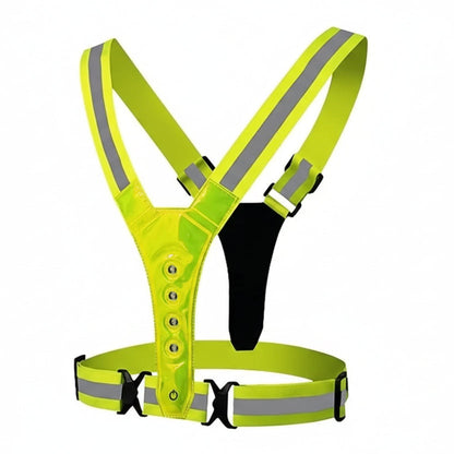 Adjustable LED Running Vest with 3 Light Settings, Reflective Strips, USB Charging for Safe Night Training