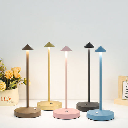 Modern Triangle Cone LED Table Lamp in Round Acrylic and Iron for Living Room