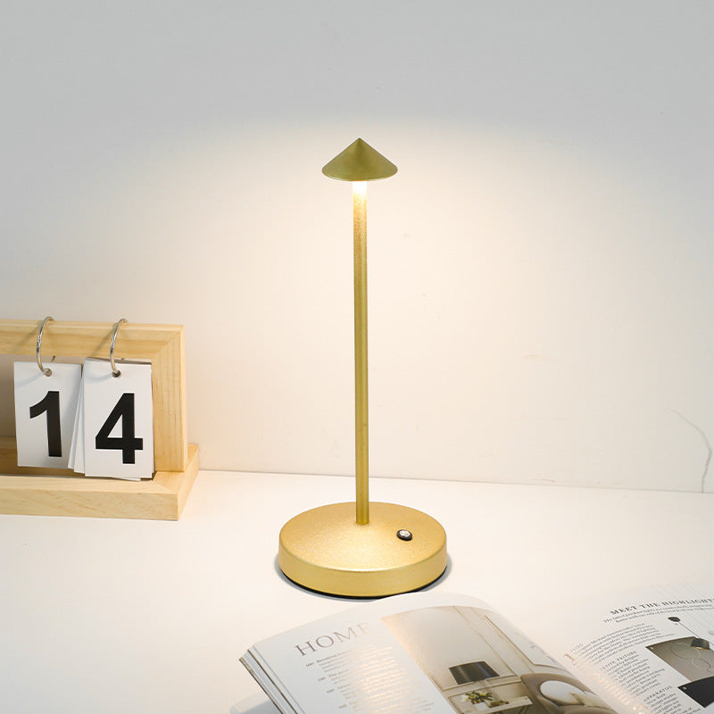 Modern Triangle Cone LED Table Lamp in Round Acrylic and Iron for Living Room