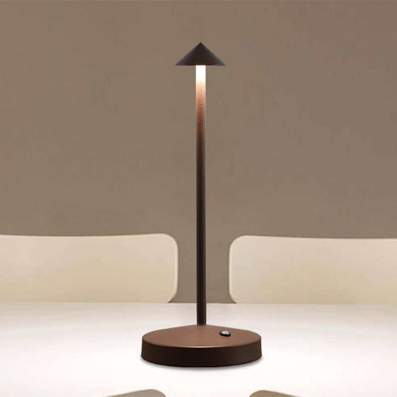 Modern Triangle Cone LED Table Lamp in Round Acrylic and Iron for Living Room