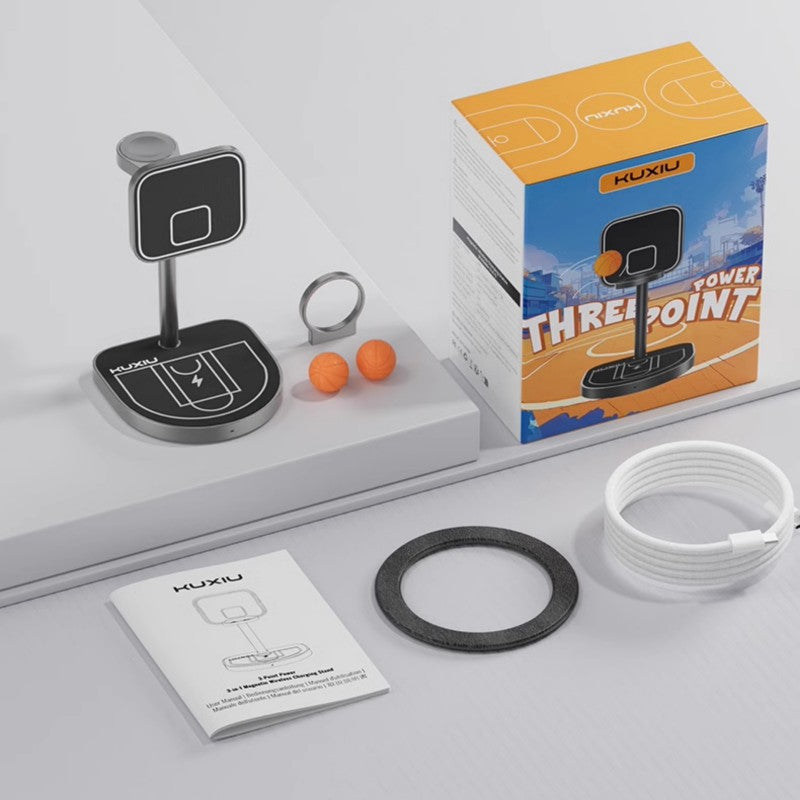 3-in-1 Magnetic Wireless Charger in Basketball Design