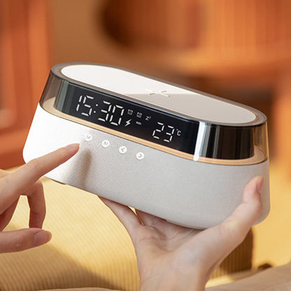 Retro Bluetooth Speaker and Alarm Clock with Wireless Charging Night Light