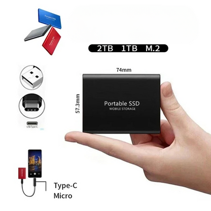 Portable External SSD Storage USB-C 1050MB/s High Speed
