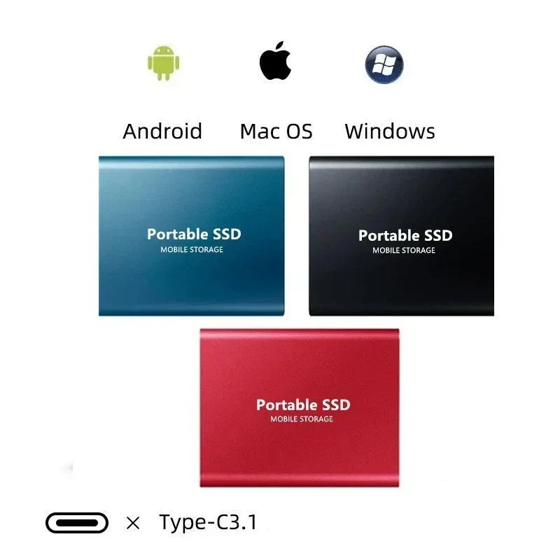 Portable External SSD Storage USB-C 1050MB/s High Speed