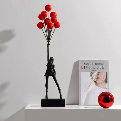 Modern Art Figure of a Girl Balloon Statue for Home Decor