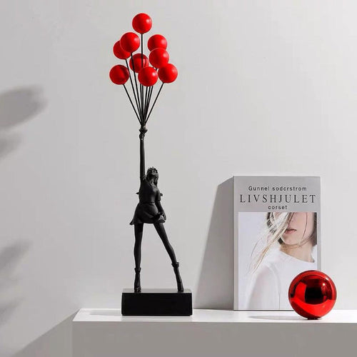 Modern Art Figure of a Girl Balloon Statue for Home Decor