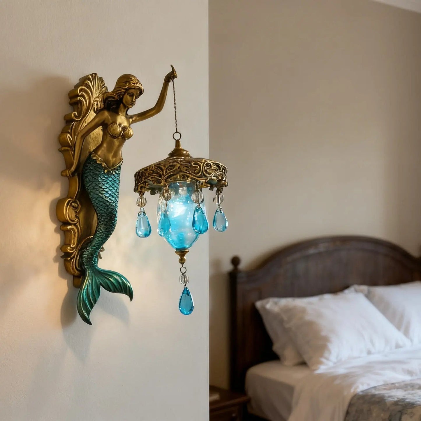 Baroque Mermaid Wall Lamp – Artistic Maritime Lighting for Elegant Spaces