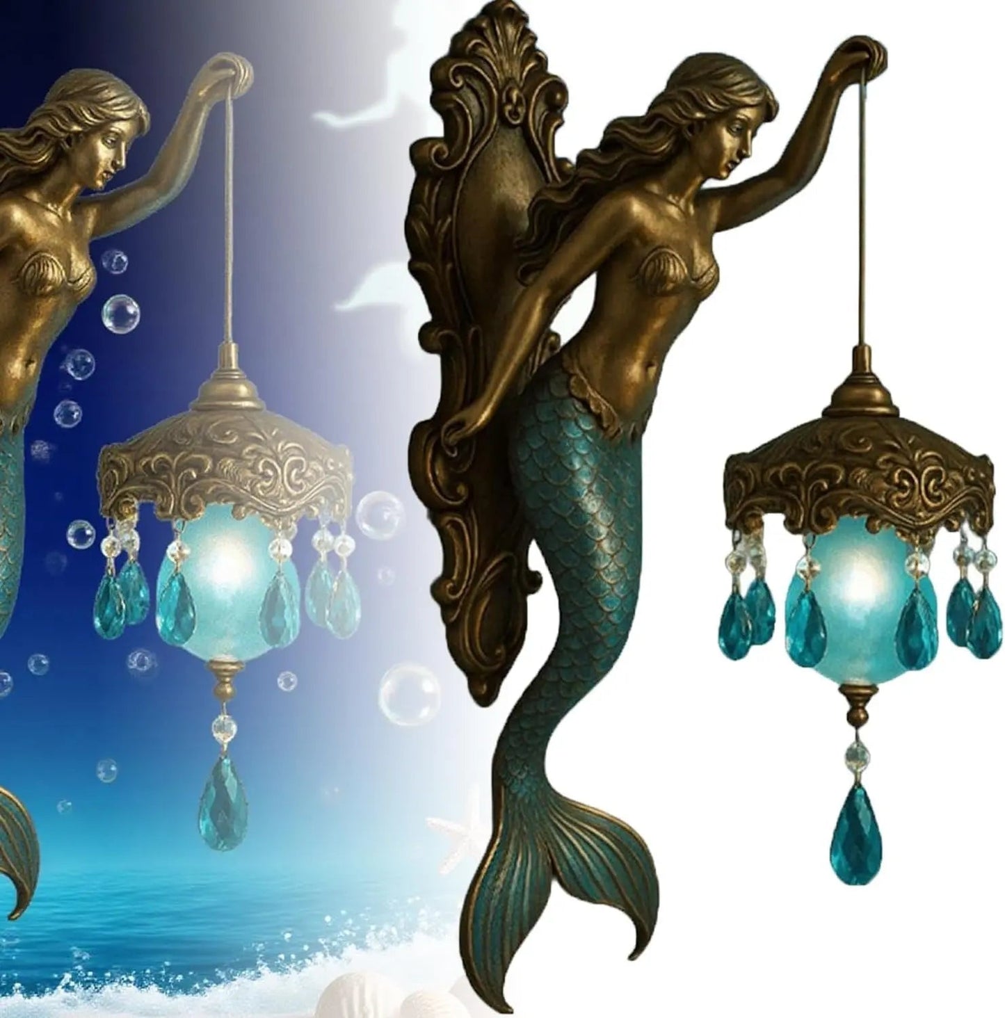 Baroque Mermaid Wall Lamp – Artistic Maritime Lighting for Elegant Spaces
