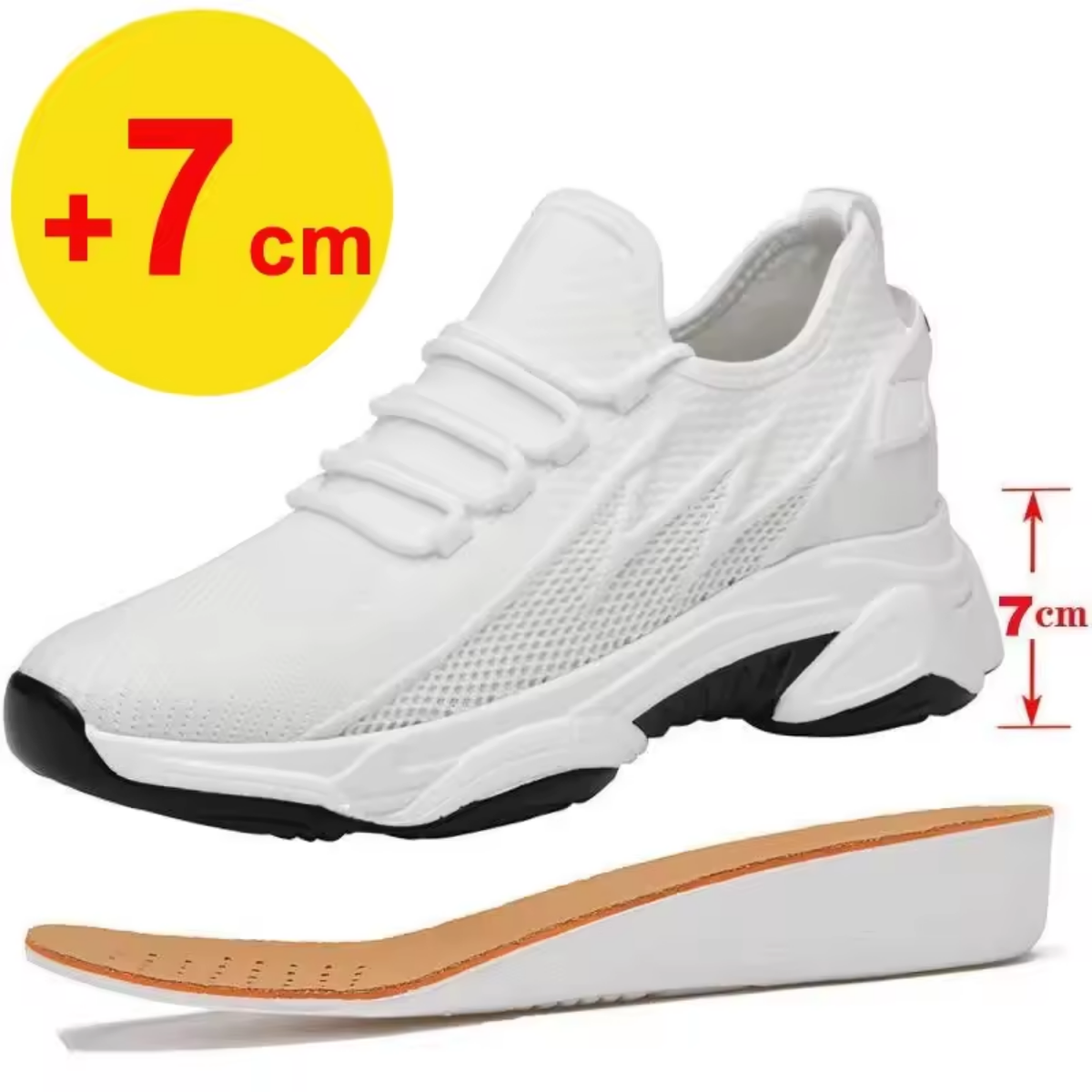 Height-Enhancing Sports Sneakers with Subtle 7 cm Lift