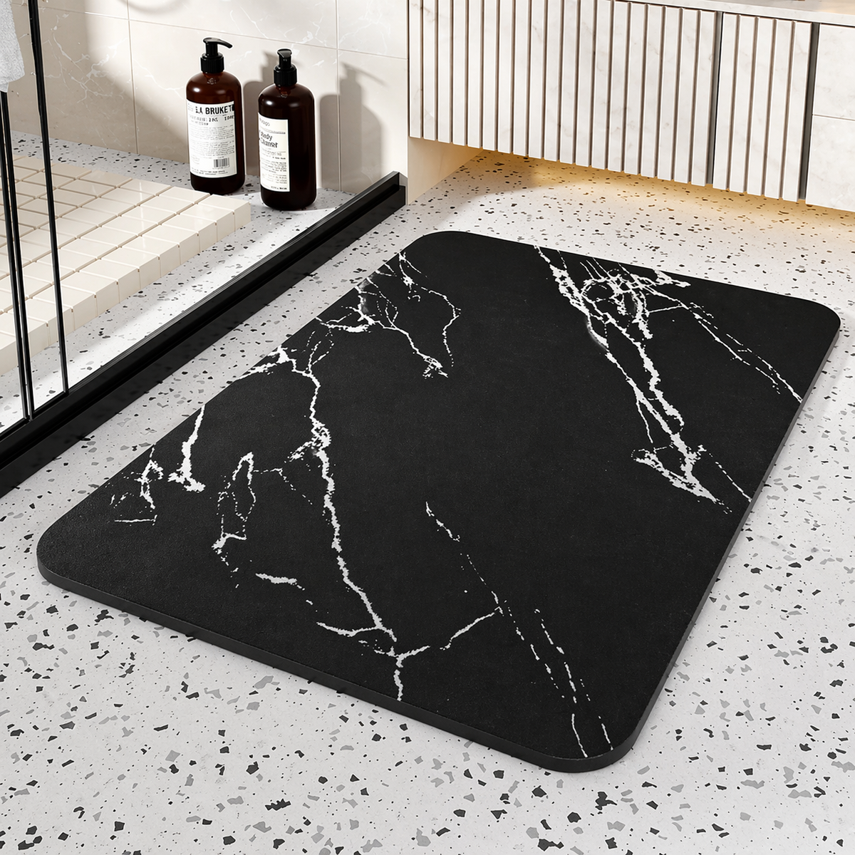 Rapid-Dry Luxe Marble Design Bath Mat
