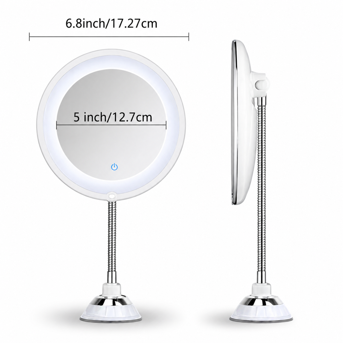 Versatile LED Vanity Mirror with Adjustable Suction Mount