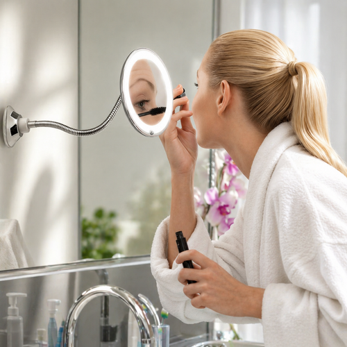 Versatile LED Vanity Mirror with Adjustable Suction Mount