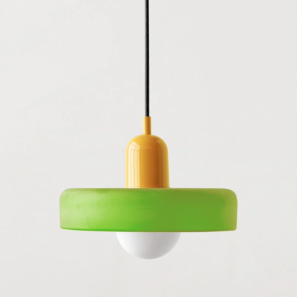 Vintage Hanging Lamp – Stained Glass Pendant Light in Bauhaus Style