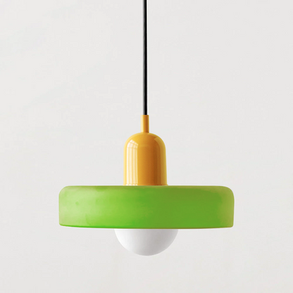 Vintage Hanging Lamp – Stained Glass Pendant Light in Bauhaus Style