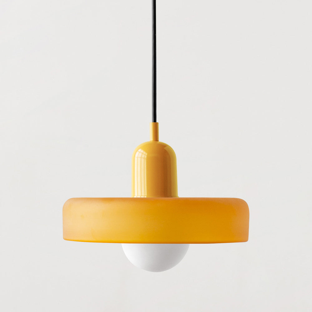 Vintage Hanging Lamp – Stained Glass Pendant Light in Bauhaus Style