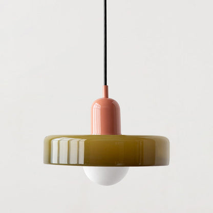 Vintage Hanging Lamp – Stained Glass Pendant Light in Bauhaus Style