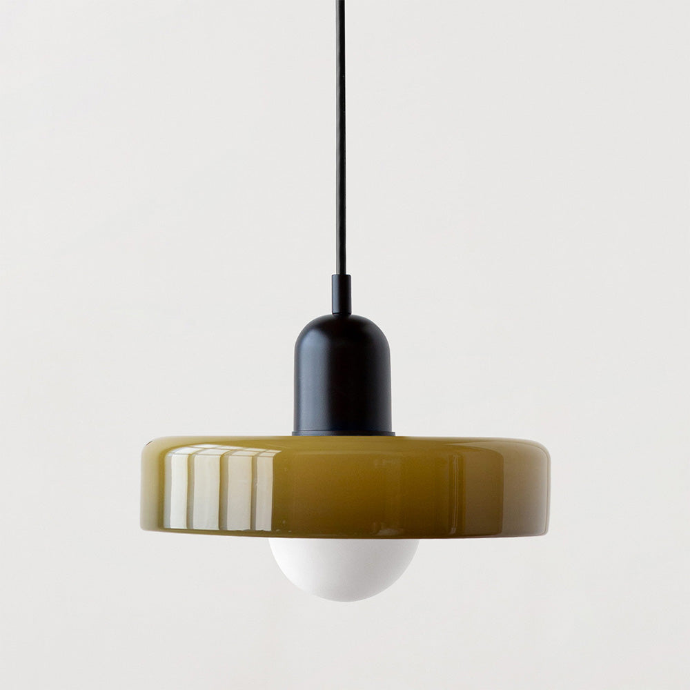 Vintage Hanging Lamp – Stained Glass Pendant Light in Bauhaus Style