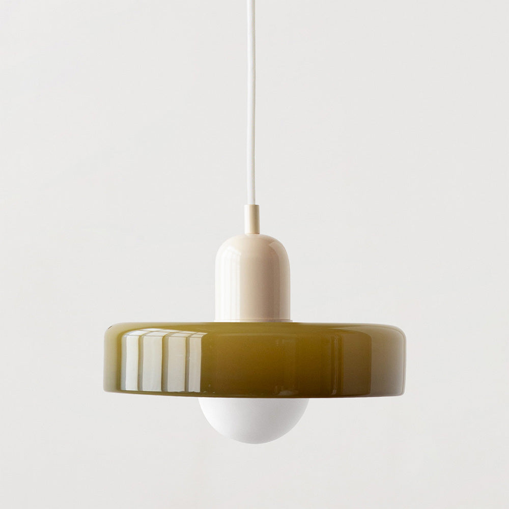 Vintage Hanging Lamp – Stained Glass Pendant Light in Bauhaus Style