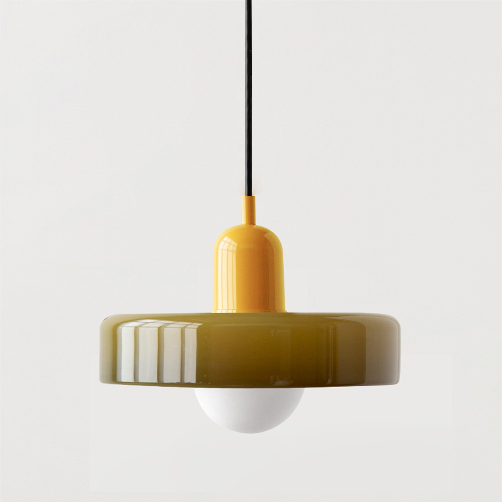 Vintage Hanging Lamp – Stained Glass Pendant Light in Bauhaus Style