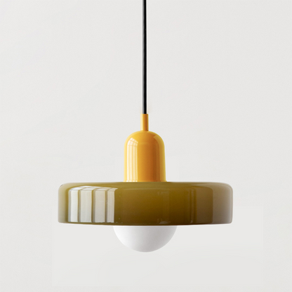 Vintage Hanging Lamp – Stained Glass Pendant Light in Bauhaus Style