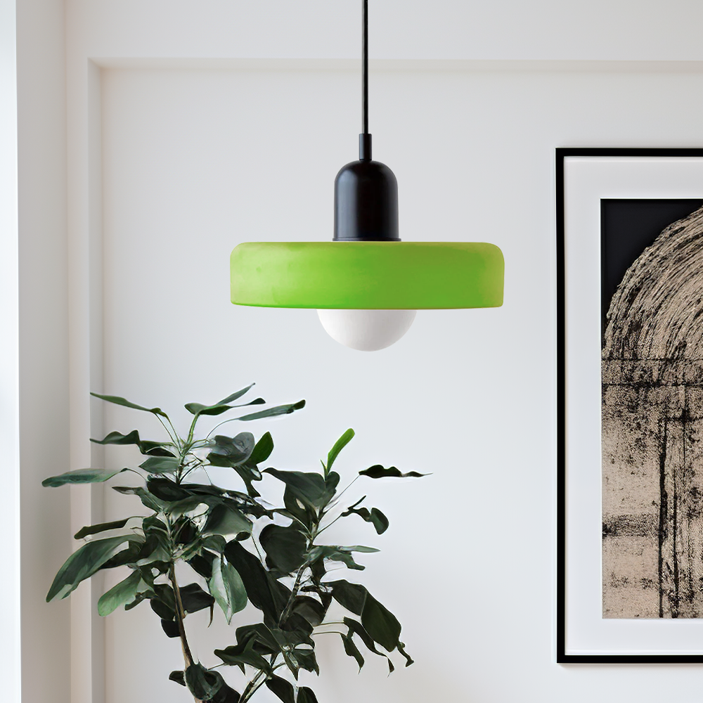 Vintage Hanging Lamp – Stained Glass Pendant Light in Bauhaus Style