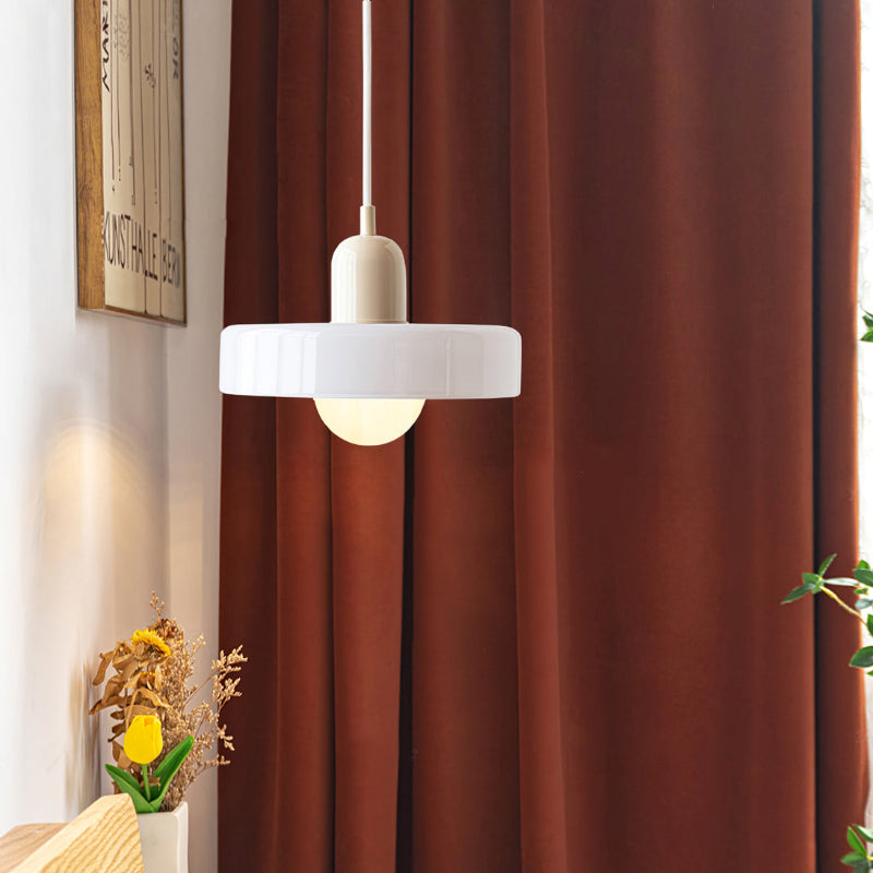 Vintage Hanging Lamp – Stained Glass Pendant Light in Bauhaus Style