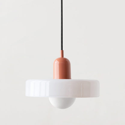 Vintage Hanging Lamp – Stained Glass Pendant Light in Bauhaus Style