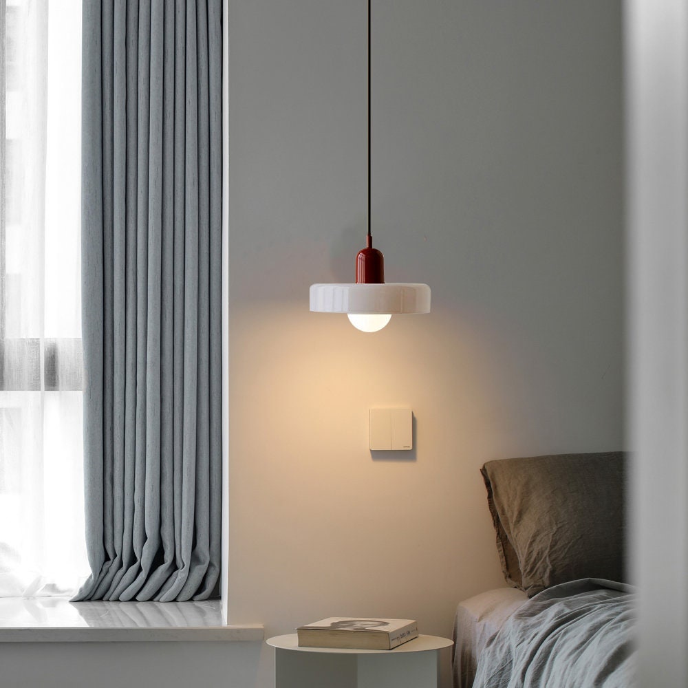 Vintage Hanging Lamp – Stained Glass Pendant Light in Bauhaus Style