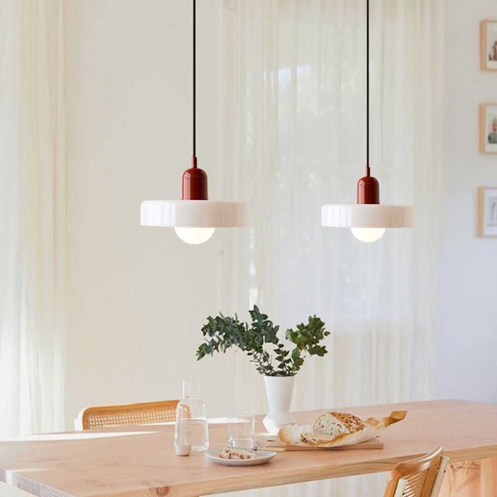 Vintage Hanging Lamp – Stained Glass Pendant Light in Bauhaus Style
