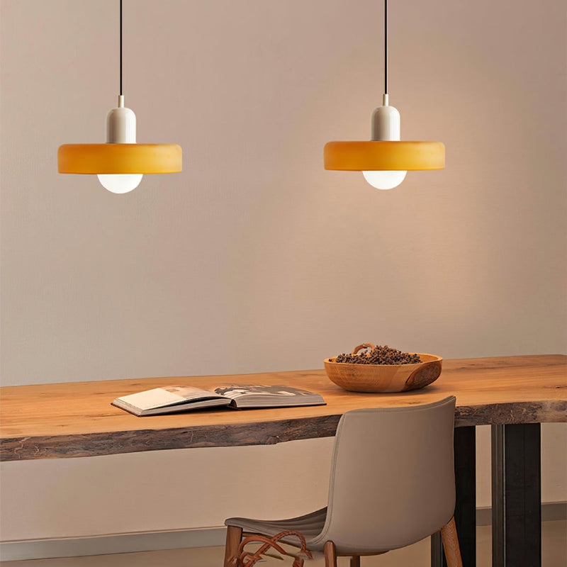 Vintage Hanging Lamp – Stained Glass Pendant Light in Bauhaus Style
