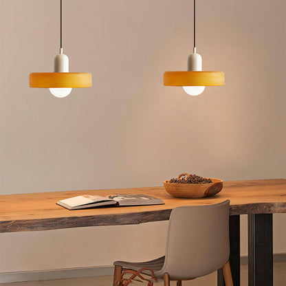 Vintage Hanging Lamp – Stained Glass Pendant Light in Bauhaus Style