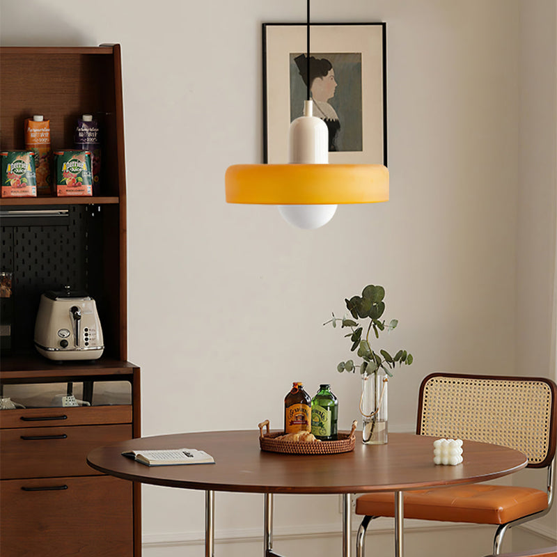 Vintage Hanging Lamp – Stained Glass Pendant Light in Bauhaus Style