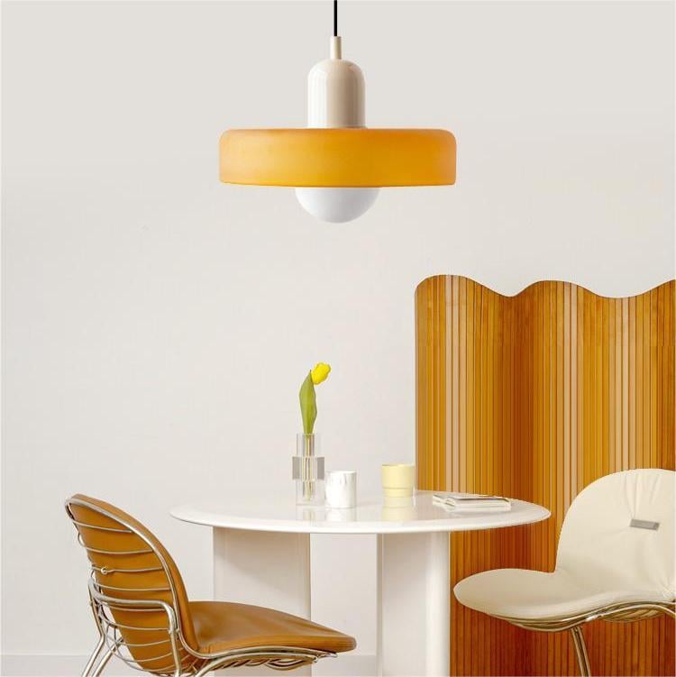 Vintage Hanging Lamp – Stained Glass Pendant Light in Bauhaus Style