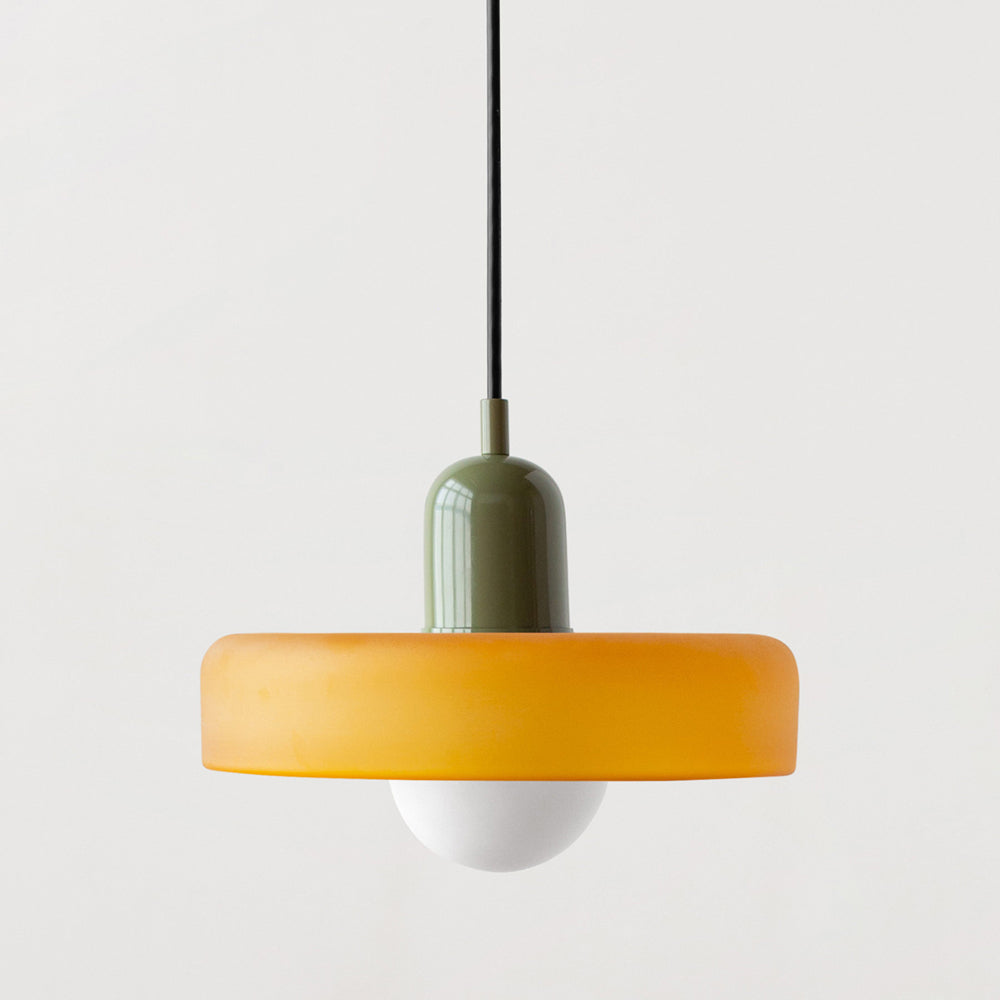 Vintage Hanging Lamp – Stained Glass Pendant Light in Bauhaus Style