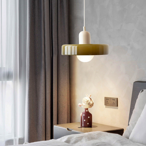 Vintage Hanging Lamp – Stained Glass Pendant Light in Bauhaus Style
