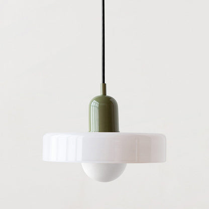 Vintage Hanging Lamp – Stained Glass Pendant Light in Bauhaus Style